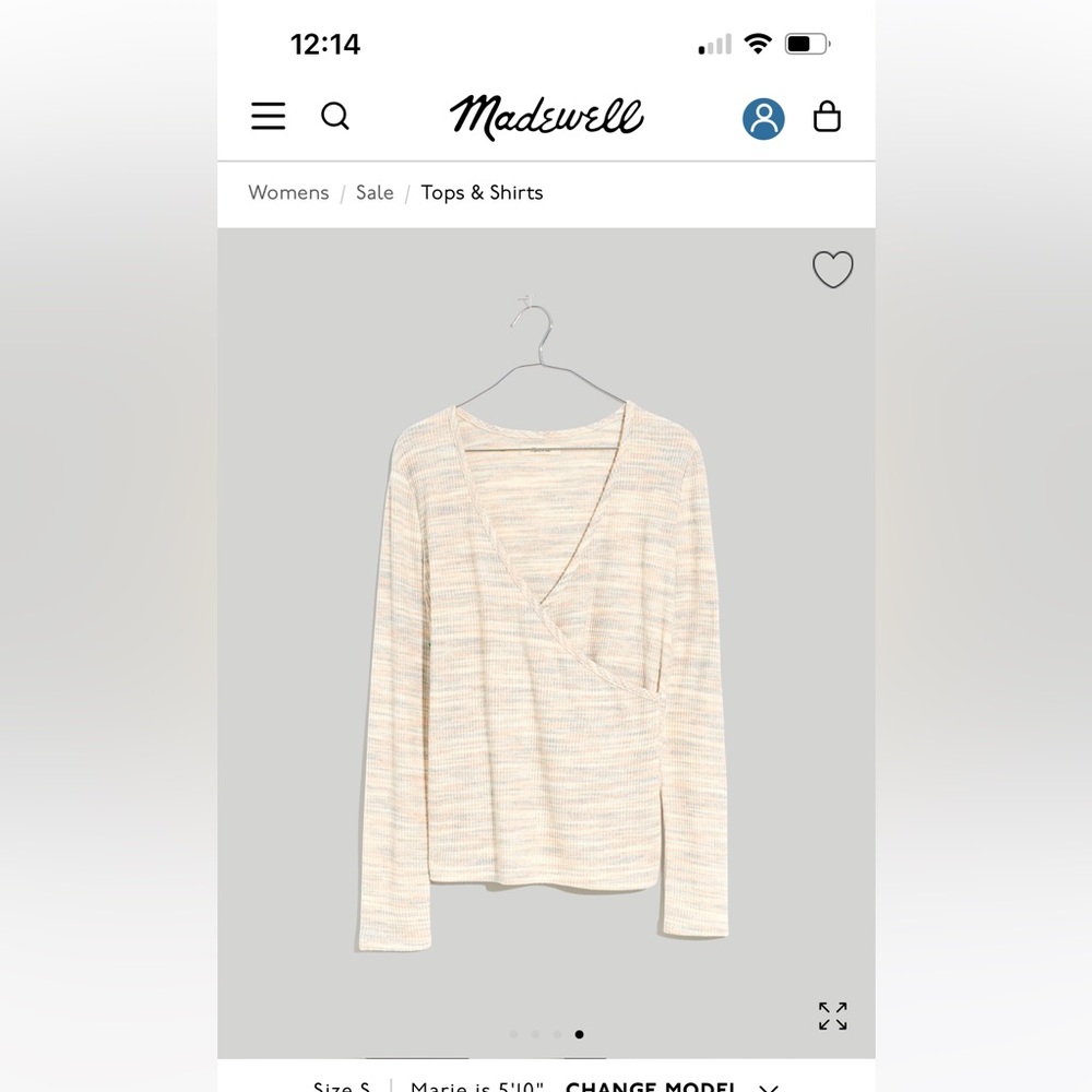 Madewell Space-Dye Faux Wrap top. NWT.